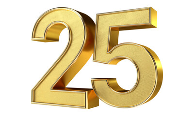 Bling Bling Diamond Gold Number 25 3D Text Effect