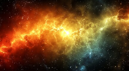 Fiery Cosmic Nebula Background Image Featuring Vivid Orange and Blue Hues