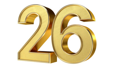 Bling Bling Diamond Gold Number 26 3D Text Effect