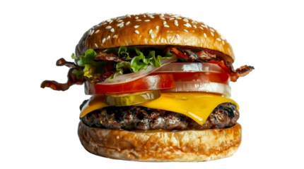 Mouthwatering burger with fresh toppings and cheese
