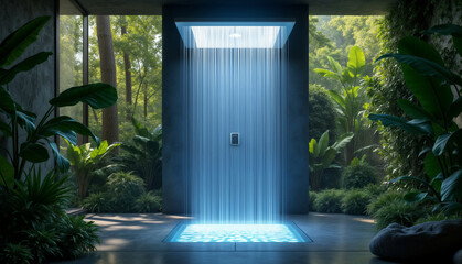 Naklejka premium Modern Shower Design with Natural Surroundings
