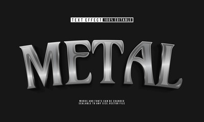 Editable dark metal silver text effect for a sleek, industrial look.