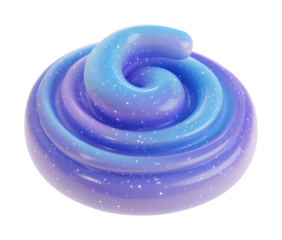 Galaxy-inspired swirl slime with starry glitter effect, cut out - stock png.