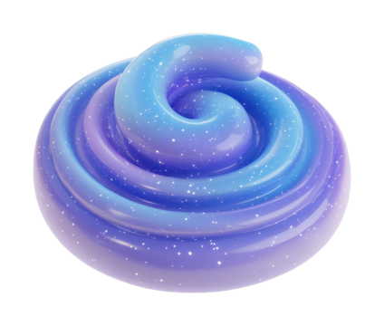 Galaxy-inspired swirl slime with starry glitter effect, cut out - stock png.