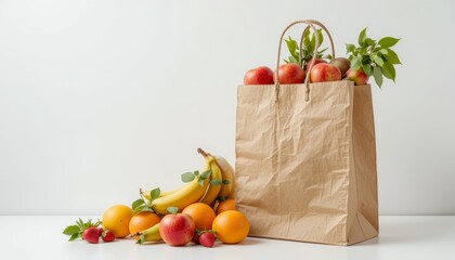 Brown Paper Bag with Fresh Fruits