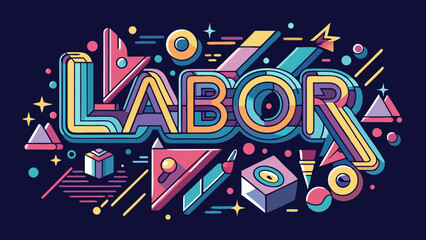 Labor Day text Neon style and object other shape with workers vector jpg