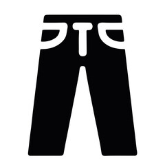 Casual black pants vector icon with pockets on transparent background for fashion, clothing, and apparel concepts