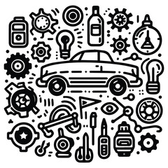 Obraz premium simple automotive element doodle clip art