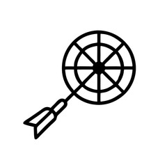 Obraz premium Professional dartboard with an arrow targeting the center, icon, vector 