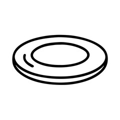Frisbee disc outline in minimalistic design, icon, vector  