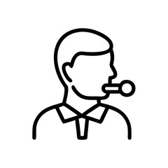 Fototapeta premium Referee blowing whistle in profile, icon, vector