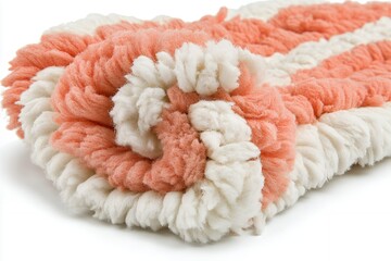 Soft Peach and White Textured Fabric Close Up Luxurious Home Decor Material