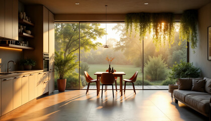 Serene Modern Dining Room with Natural Light