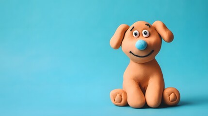 Fototapeta premium Playful clay dog figurine against a vibrant backdrop.