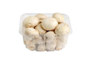 mushrooms in a clear plastic container