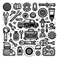 simple automotive element doodle clip art