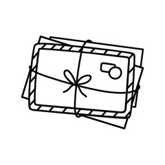 Stack of unread letters isolated on a white background. Vector hand-drawn illustration in doodle style. Perfect for decorations, logo, various designs.