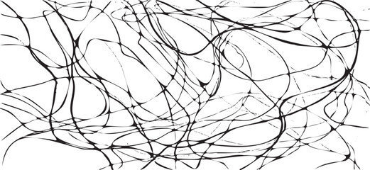 Swirled and curled stripes and brush strokes texture. Marble or acrylic atrwork imitation. Cool and swirly background. Abstract vector illustration. Black isolated on white. EPS10 