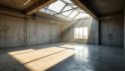Spacious and Minimalist Loft Interior with Natural Light
