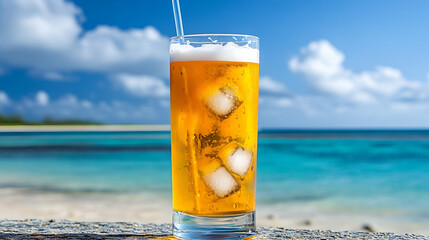 Iced Beer on Tropical Beach