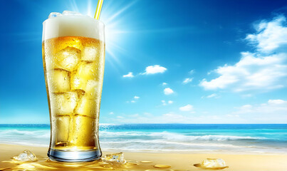 Icy Cold Drink on Sunny Beach