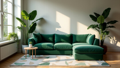 Stylish Green Sofa in Modern Living Room