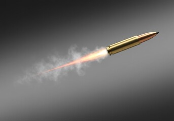 Fototapeta premium High Speed Bullet in Flight Against Gray Background