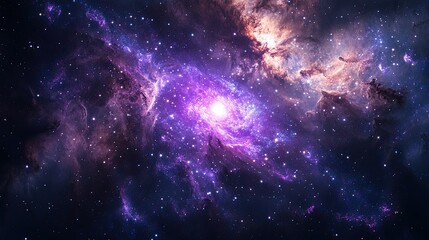 Fototapeta premium Stunning Cosmic Scene Featuring a Vibrant Purple Galaxy with Stars and Nebula --