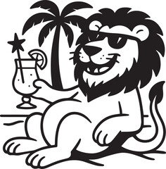 Lion on beach shilluity