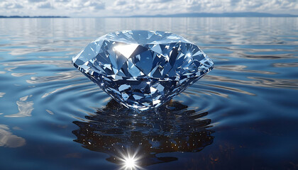 Large Clear Diamond on Calm Water Surface