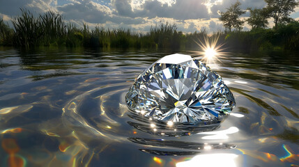 Large Diamond in Water at Sunset