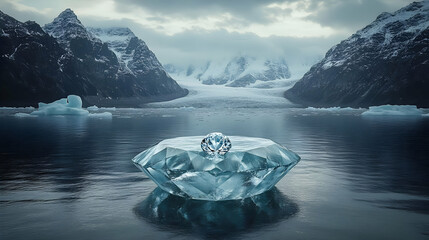 Large Diamond on Iceberg in Glacial Landscape