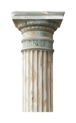 Obraz premium Ancient greek column with ornate capital and fluted shaft architecture, cut out - stock png.