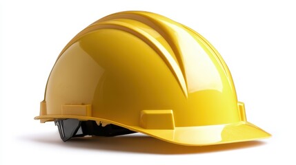 Fototapeta premium Bright yellow safety helmet isolated on white background