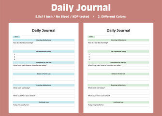 Daily Journal ,  KDP interior, Planner, journal, tracker, logbook	