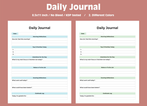 Daily Journal ,  KDP interior, Planner, journal, tracker, logbook	