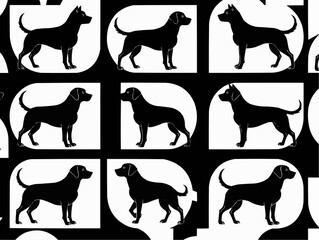 Obraz premium Seamless pattern of black Labrador dog silhouettes
