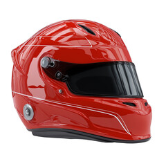 sleek glossy red helmet isolated on white transparent background