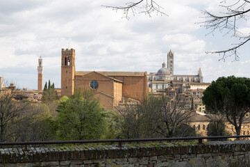 Panoramic view of Siena from Fortezza Medicea, Italy.