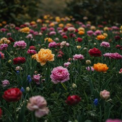 Fototapeta premium Colorful Tulip Field in Full Bloom