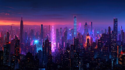 Fototapeta premium Futuristic cityscape at dawn