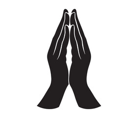 Praying hands silhouette vector. Minimalist prayer symbol design.