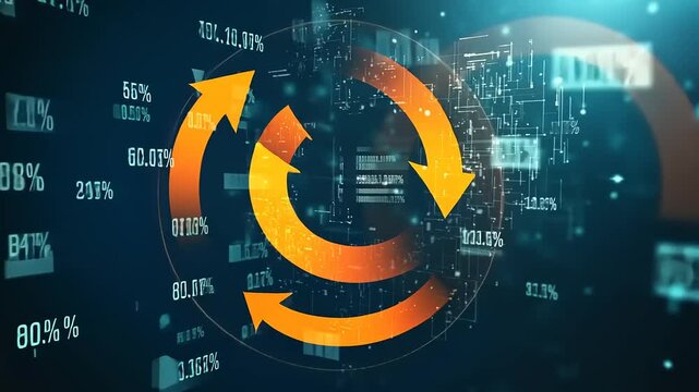 Abstract data flow, arrows, and numbers