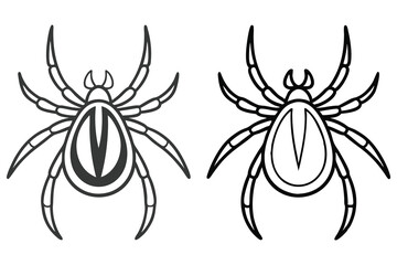 Two black and white detailed spider lines are presented on a white background