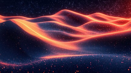 Obraz premium Abstract glowing orange landscape with dark background
