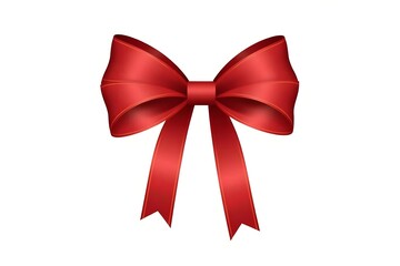 Beautifully Tied Red Bow with Straight Ribbon for Festive Designs