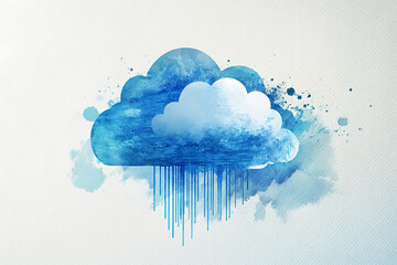 Abstract Watercolor Cloud Illustration Rainy Day Digital Art