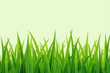 Obraz premium Vibrant Green Grass Blades Standing Tall Against Neutral Flat Backdrop