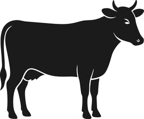 black silhouette of a cow