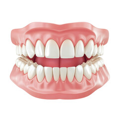 Realistic 3D Model of Human Teeth and Gums for Dental Education and Illustration on transparent background